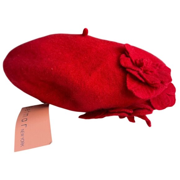 NWT Betmar New York Flower Beret Women One Size Red Winter Charm Cozy Everyday - Picture 1 of 6